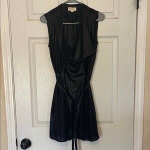 Diesel Asymmetrical Black Sleeveless Cowl Neck Side Zip Wrap Mini Dress
